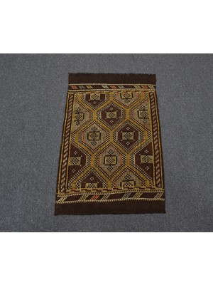 Zehra Abla Halı El Dokuması Otantik Geometrik Karapınar Yörük Yün Cecim Kilim 5390