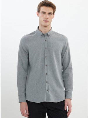 Altınyıldız Classics Slim Fit Düğmeli Yaka Açık Gri Erkek Gömlek ACE202510303_GÖMLEK Par Dy