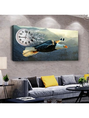 Zevahir Mobilya Dekorasyon Kartal 120 X 60 Saatli Kanvas Tablo
