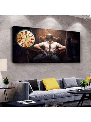 Zevahir Mobilya Dekorasyon Pubg 120 X 60 Saatli Kanvas Tablo