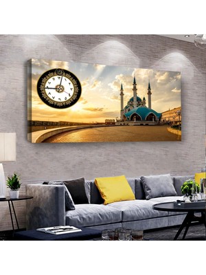 Zevahir Mobilya Dekorasyon Cami Manzara 100 X 50 Cm Saatli Kanvas Tablo