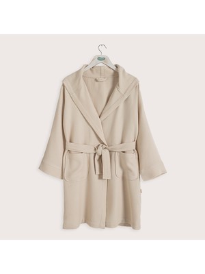 Little Basic Kapüşonlu Erkek Bornoz Bej