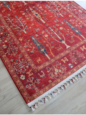 Arte Halı Dekoratif Örgü Saçaklı Salon Halısı Makinada Yıkanabilir Kaymaz Taban Kilim Koridor Yolluk