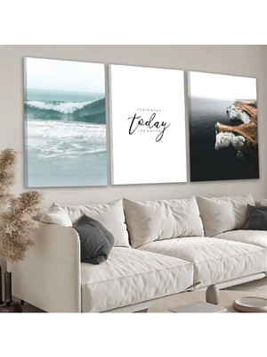 Zevahir Mobilya Dekorasyon Kolaj Çizim 3'lü Kanvas Tablo