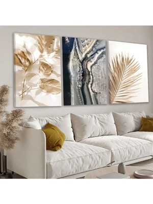 Zevahir Mobilya Dekorasyon Kolaj Çizim 3'lü Kanvas Tablo