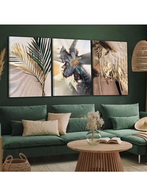 Zevahir Mobilya Dekorasyon Kolaj Çizim 3'lü Kanvas Tablo