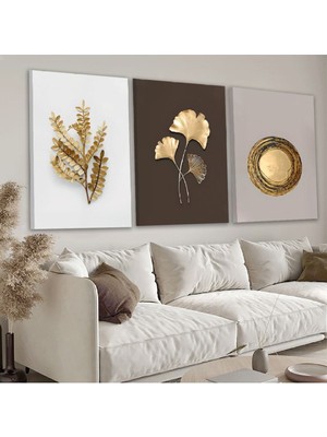 Zevahir Mobilya Dekorasyon Kolaj Çizim 3'lü Kanvas Tablo