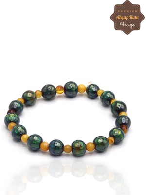 Midyat Nurtaş Gümüş Kehribar ve His Taşlı Bay Bayan Doğal Taş Bileklik 201023536