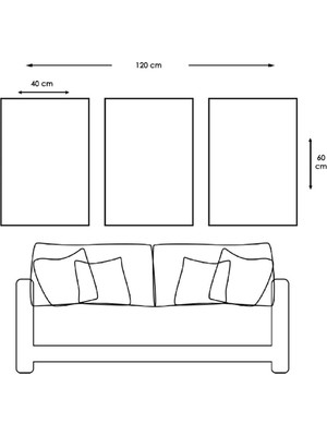 Zevahir Mobilya Dekorasyon Kolaj Çizim 3'lü Kanvas Tablo