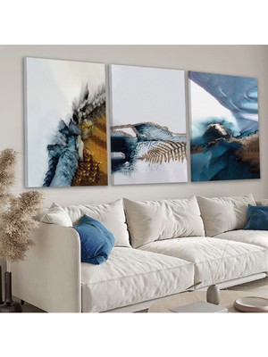 Zevahir Mobilya Dekorasyon Kolaj Çizim 3'lü Kanvas Tablo