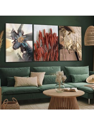 Zevahir Mobilya Dekorasyon Kolaj Çizim 3'lü Kanvas Tablo