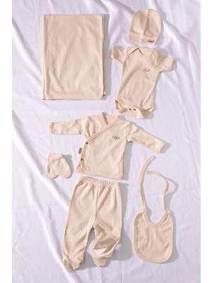 Krem Raporlu Battaniyeli 7'li Bebek Hastane Çıkışı Seti 19722