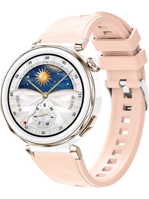 Bulut Aksesuar Huawei Watch Gt5 Pro 42MM Uyumlu Zore KRD-129 Silikon Kordon Strap Kayış-Pembe
