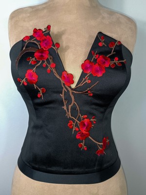 Çiçek Baskılı Korseli Bağlamalı Büstiyer