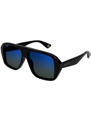 Gucci GG1615S 001 57-13-145 Unisex Füme Degrade Camlı Siyah Asetat Geometrik Güneş Gözlüğü