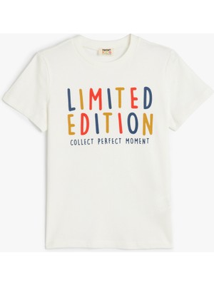 Koton Basic T-Shirt Slogan Baskılı Kısa Kollu Bisiklet Yaka Pamuklu