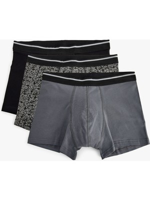 Koton Pamuklu Slim Fit Soyut Desenli 3'lü Boxer Seti