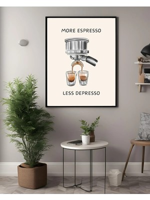 Sümer Çerçeveli, 'espresso' Kahve Köşesi, Mutfak Dekoratif Tablo, Modern Pinterest Tarzı Çerçeveli Poster