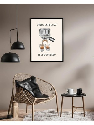 Sümer Çerçeveli, 'espresso' Kahve Köşesi, Mutfak Dekoratif Tablo, Modern Pinterest Tarzı Çerçeveli Poster