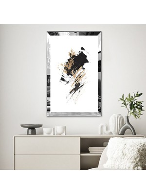 Zevahir Mobilya Dekorasyon Gold  Aynalı Pleksi Çerçeveli Siyah ve Altın Renkli Karmaşık Soyut Tasarım Tablo