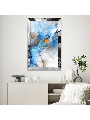 Zevahir Mobilya Dekorasyon Gümüş Aynalı Pleksi Çerçeveli Rüya Mavisi Soyut Manzara Gökyüzü Bulutlar Tablo