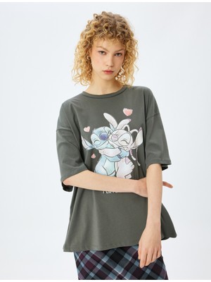 Koton Disney Lisanslı Stitch Baskılı Kısa Kollu T-Shirt