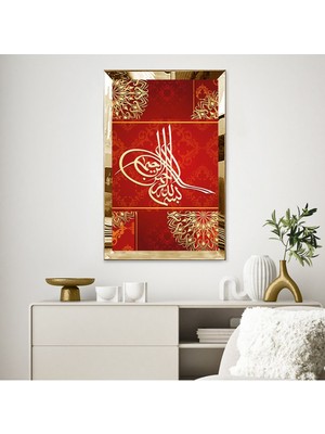 Zevahir Mobilya Dekorasyon Gold  Aynalı Pleksi Çerçeveli Osmanlı Tuğrası Tablo