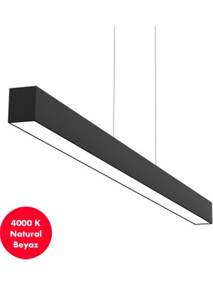 Geltat Ides Lineer LED Avize 100  cm  48 W / 4000K Naturel Beyaz / Siyah Alüm Kasa