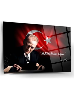 Taulart Atatürk 4mm Kırılmaz Temperli Yüksek Çözünürlüklü Cam Tablo