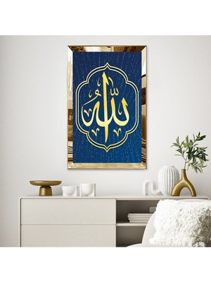 Zevahir Mobilya Dekorasyon Gold Aynalı Pleksi Çerçeveli  Allah Lafzı Tablo