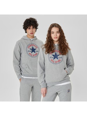 Converse Standard Fit Center Front Large Chuck Patch Core Po  Unisex Gri Hoodie