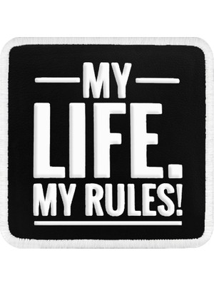 V1 My Life My Rules ! - 1sb Kod Logolu Unisex Siyah-Beyaz Bench (Patch)