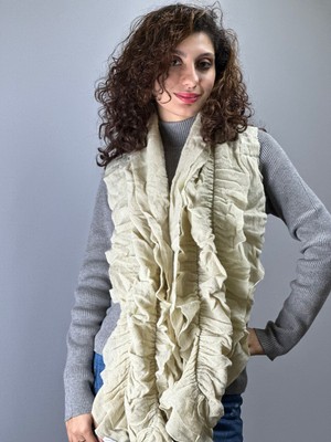 Triko Fırfırlı Lastikli Kadın Şal Fular 170X30 cm