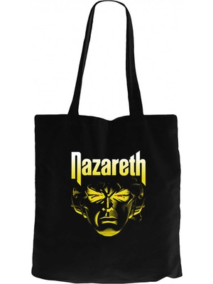 Z zepplin Nazareth Face Siyah Kanvas Bez Çanta