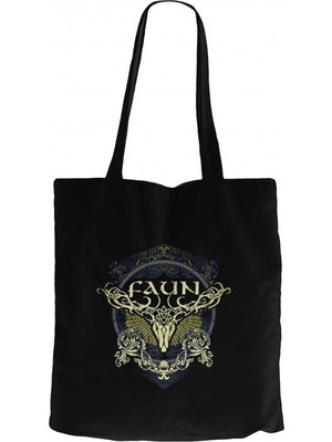 Z zepplin Faun Hirsch Siyah Kanvas Bez Çanta