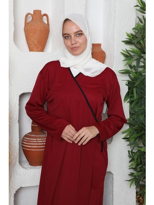 Defka Yandan Bağlamalı Pamuklu Kadın Namaz Elbisesi