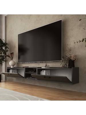 Lifedeco Tv Sehpa Ünitesi Antrasit Kapaklı Duvara Monte LD-1001-M1M4M1FA90