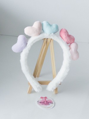 Sweet Twins Accessories Renkli Kalpli Peluş Çocuk Taç