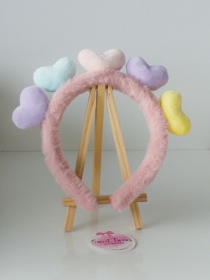 Sweet Twins Accessories Renkli Kalpli Peluş Çocuk Taç