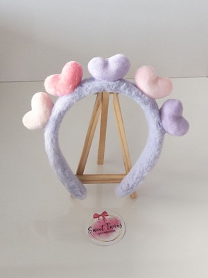 Sweet Twins Accessories Renkli Kalpli Peluş Çocuk Taç