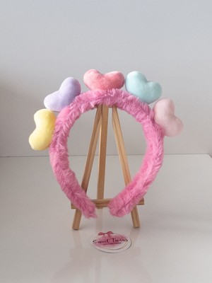 Sweet Twins Accessories Renkli Kalpli Peluş Çocuk Taç