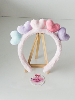 Sweet Twins Accessories Renkli Kalpli Peluş Çocuk Taç