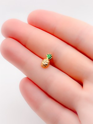 Trinos Cerrahi Çelik Piercing Zirkon Taşlı Ananas Figürlü Kıkırdak Helix Tragus PIERCING(1ADET)