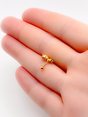 Trinos Cerrahi Çelik Piercing Zirkon Taşlı Ananas Figürlü Kıkırdak Helix Tragus PIERCING(1ADET)