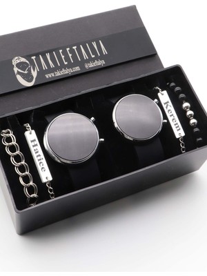 Northwatch Kişiye Özel Siyah Çift Saati, Çift Bileklik - Sevgili Kombini - Saat Seti