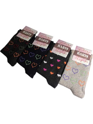 Barış Kalp Desenli Likralı Kadın Soket Çorap Adet
