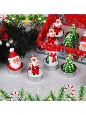 Kuzey Oyuncak Vıp Delu x e 12 Adetgerçek Yılbaşı Mumu Noel Tealight Mum Noel Baba Kardan Adam Çam Ağacı Full Set