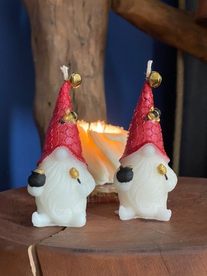 Mumias Candle 2'li Happy New Year Gnome Cüce Dekoratif Mum Seti