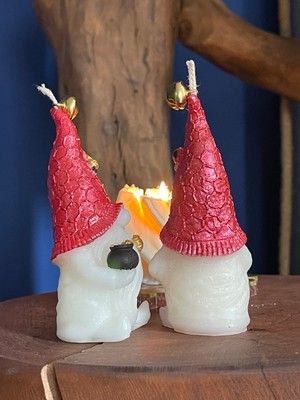 Mumias Candle 2'li Happy New Year Gnome Cüce Dekoratif Mum Seti