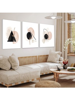 Soyut Desen Şekiller 3'lü Kanvas Tablo